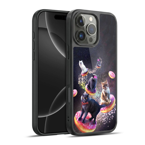 Random Galaxy Animals Space Cats Riding Donuts Gel Armour Case For Apple iPhone 16 Pro Max