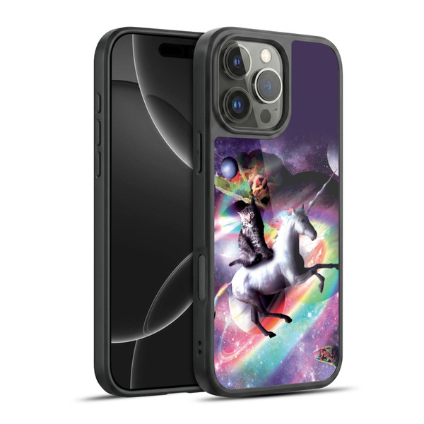 Random Galaxy Animals Space Cat Riding Unicorn Gel Armour Case For Apple iPhone 16 Pro Max