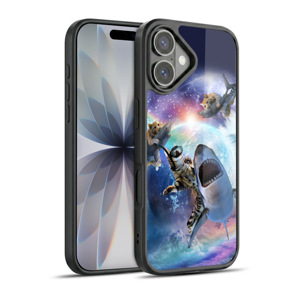 Random Galaxy Animals Space Cat Riding Shark Gel Armour Case For Apple iPhone 17