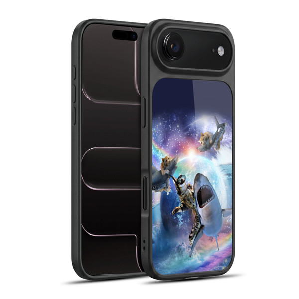 Random Galaxy Animals Space Cat Riding Shark Gel Armour Case For Apple iPhone 17 Air