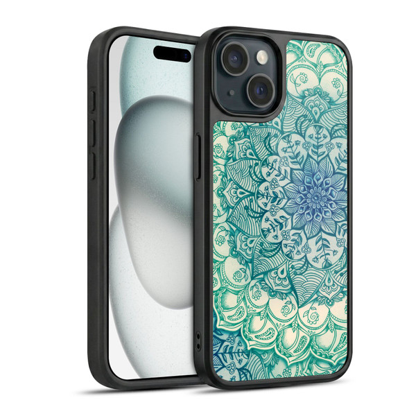 Micklyn Le Feuvre Mandala 3 Emerald Doodle Gel Armour Case For Apple iPhone 15