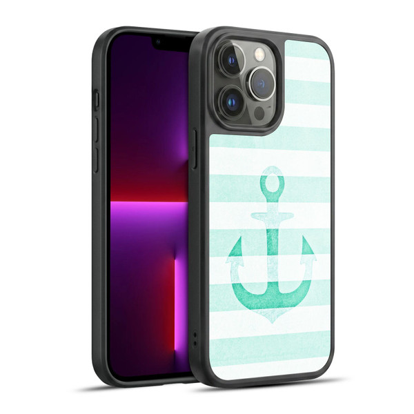 Monika Strigel Vintage Anchors Mint Gel Armour Case For Apple iPhone 13 Pro Max