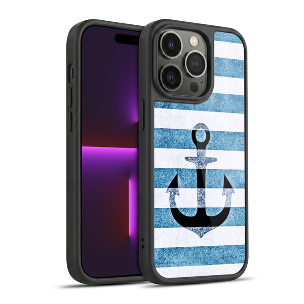 Monika Strigel Vintage Anchors Indigo Gel Armour Case For Apple iPhone 14 Pro