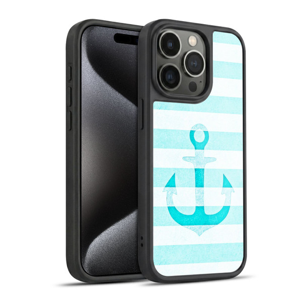 Monika Strigel Vintage Anchors Aqua Gel Armour Case For Apple iPhone 15 Pro
