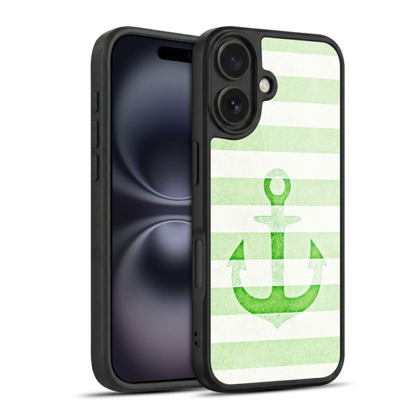 Monika Strigel Vintage Anchors Green Gel Armour Case For Apple iPhone 16
