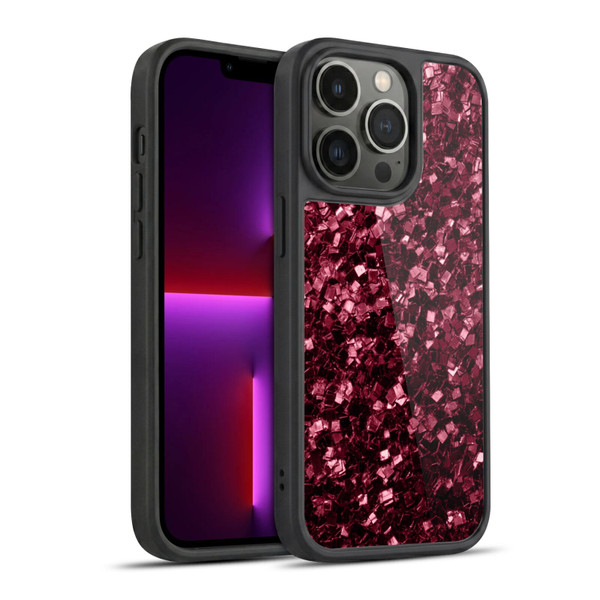 PLdesign Sparkle Prints Burgundy Red Gel Armour Case For Apple iPhone 13 Pro