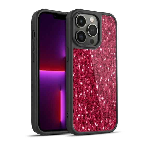 PLdesign Sparkle Prints Dark Pink Red Gel Armour Case For Apple iPhone 13 Pro