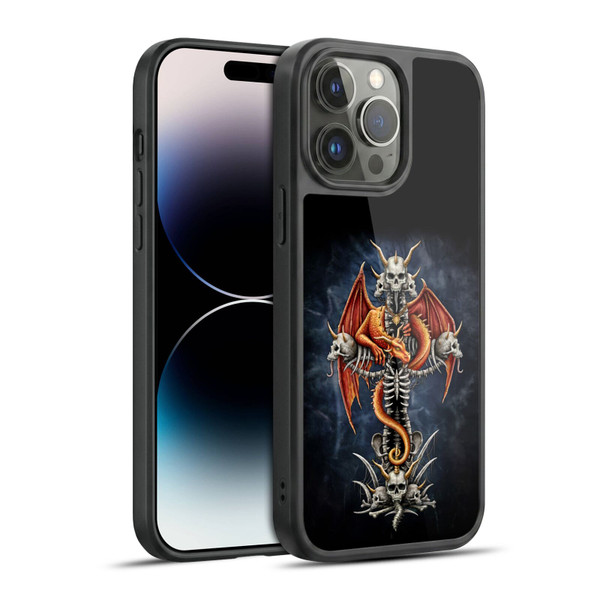 Sarah Richter Fantasy Creatures Red Dragon Guarding Bone Cross Gel Armour Case For Apple iPhone 14 Pro Max