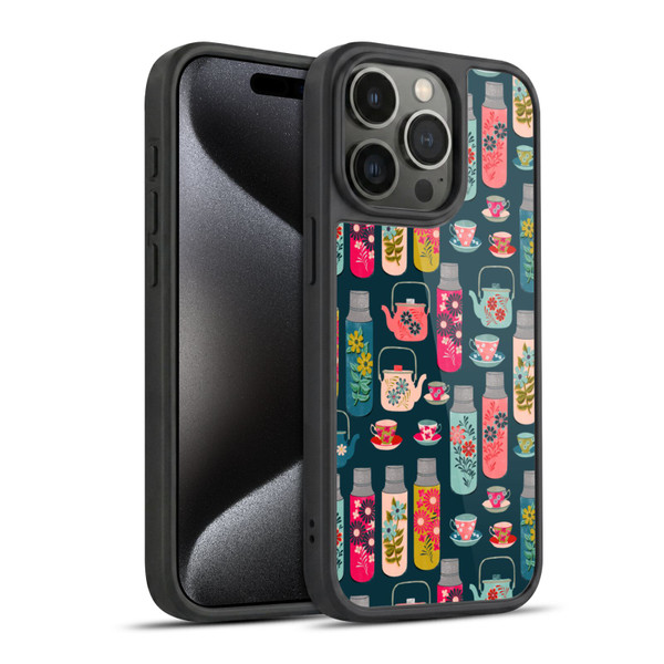 Andrea Lauren Design Food Pattern Jars & Teacups Gel Armour Case For Apple iPhone 15 Pro