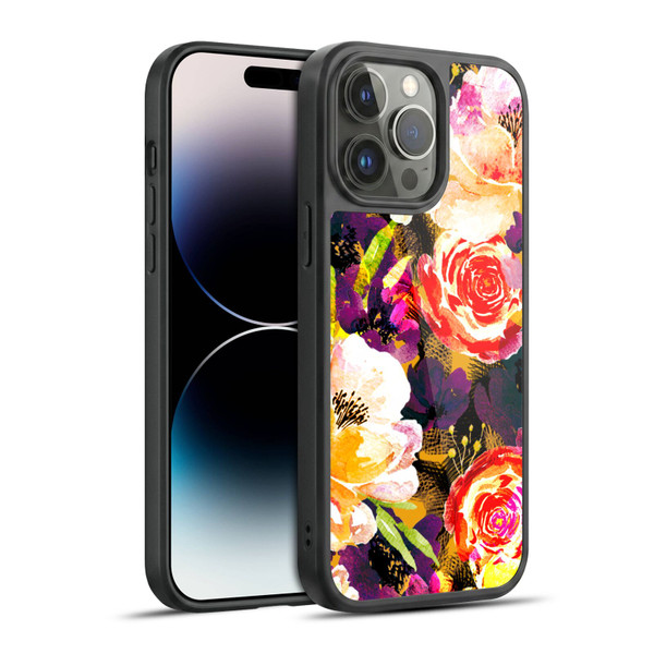 Anis Illustration Flowers Purple Gel Armour Case For Apple iPhone 14 Pro Max
