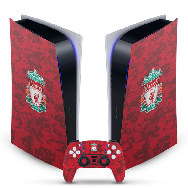 Liverpool Football Club Art Crest Red Camouflage Vinyl Sticker Skin Decal Cover for Sony PS5 Digital Edition Bundle