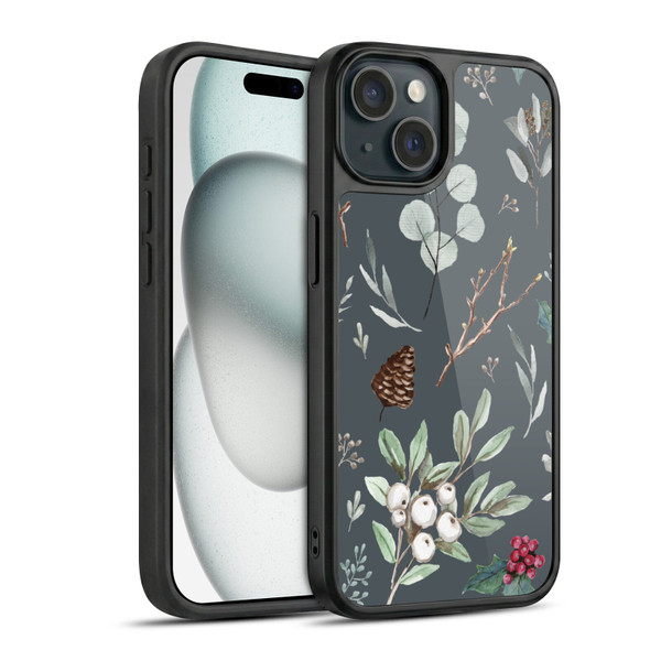 Anis Illustration Floral Pattern Christmas Eucalyptus Blue Gel Armour Case For Apple iPhone 15
