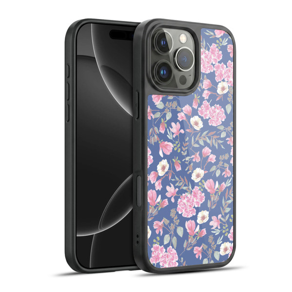 Anis Illustration Floral Pattern Romantic Blue Pink Gel Armour Case For Apple iPhone 16 Pro Max