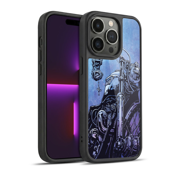 David Lozeau Skeleton Grunge Motorcycle Gel Armour Case For Apple iPhone 14 Pro