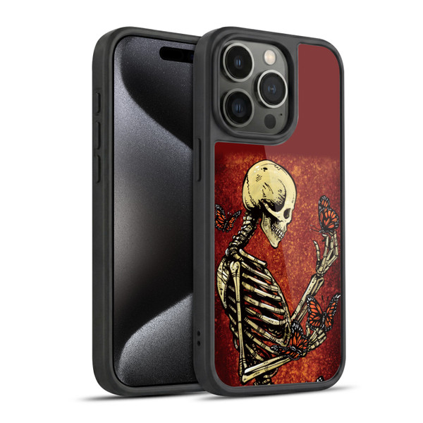 David Lozeau Skeleton Grunge Butterflies Gel Armour Case For Apple iPhone 15 Pro