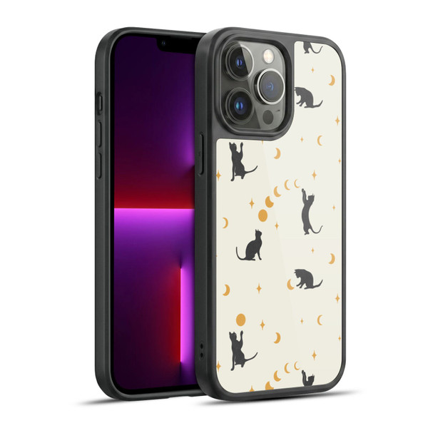 Episodic Drawing Pattern Cat And Moon Gel Armour Case For Apple iPhone 13 Pro Max