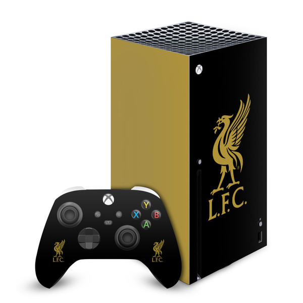 Liverpool Football Club Art Liver Bird Gold On Black Vinyl Sticker Skin Decal Cover for Microsoft Series X Console & Controller