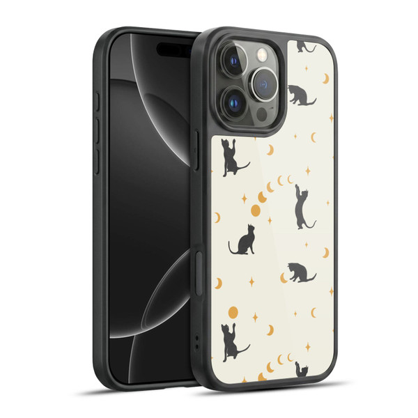 Episodic Drawing Pattern Cat And Moon Gel Armour Case For Apple iPhone 16 Pro Max