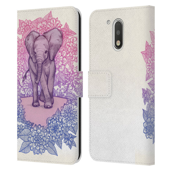 Micklyn Le Feuvre Animals Cute Baby Elephant Leather Book Wallet Case Cover For Motorola Moto G41