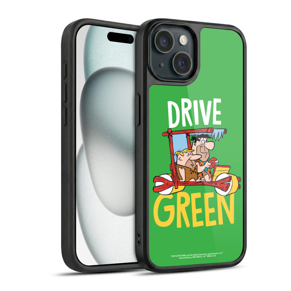 The Flintstones Graphics Drive Green Gel Armour Case For Apple iPhone 15
