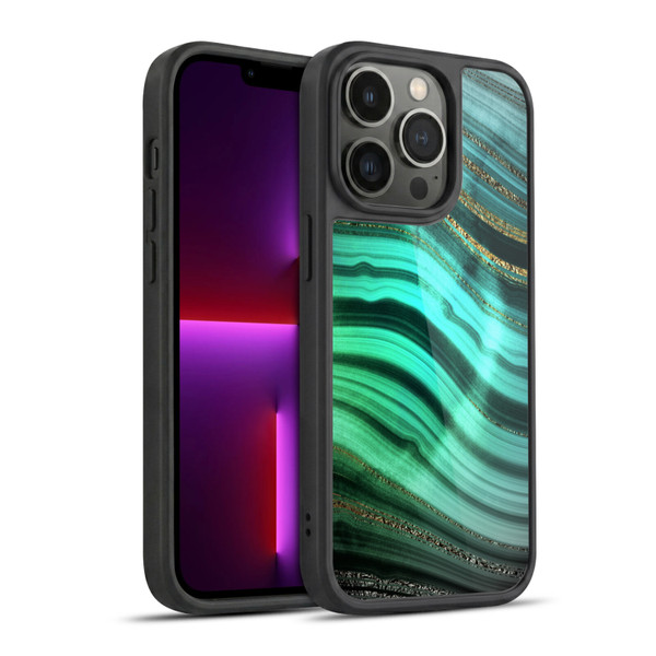 UtArt Malachite Emerald Glitter Gradient Gel Armour Case For Apple iPhone 13 Pro