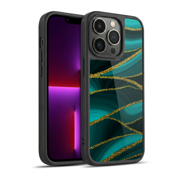 UtArt Malachite Emerald Turquoise Shimmers Gel Armour Case For Apple iPhone 13 Pro