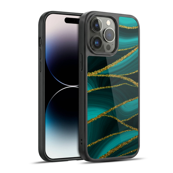 UtArt Malachite Emerald Turquoise Shimmers Gel Armour Case For Apple iPhone 14 Pro Max