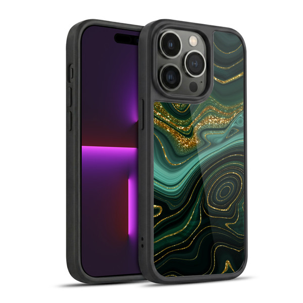 UtArt Malachite Emerald Gilded Teal Gel Armour Case For Apple iPhone 14 Pro