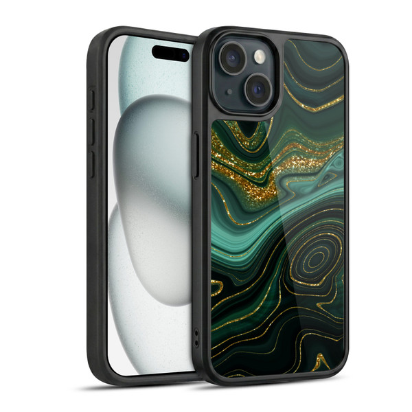 UtArt Malachite Emerald Gilded Teal Gel Armour Case For Apple iPhone 15
