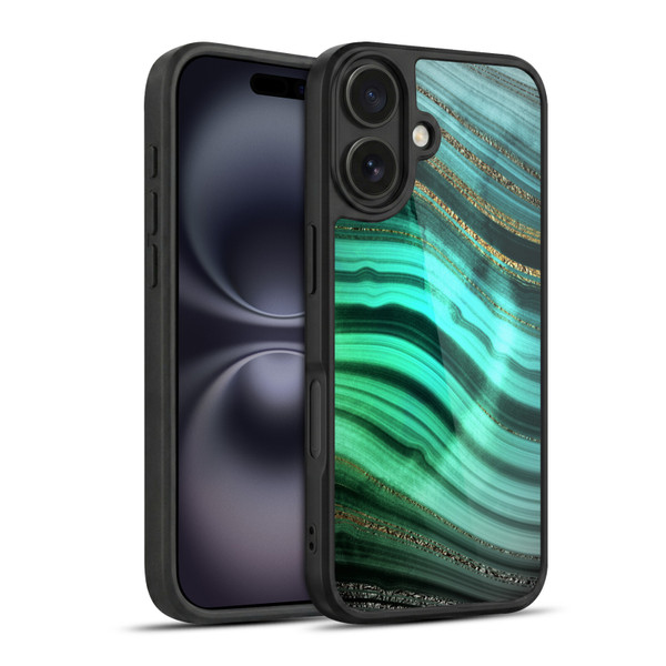 UtArt Malachite Emerald Glitter Gradient Gel Armour Case For Apple iPhone 16