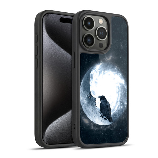 Barruf Animals Crow and Its Moon Gel Armour Case For Apple iPhone 15 Pro