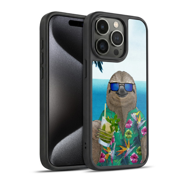 Barruf Animals Sloth In Summer Gel Armour Case For Apple iPhone 15 Pro