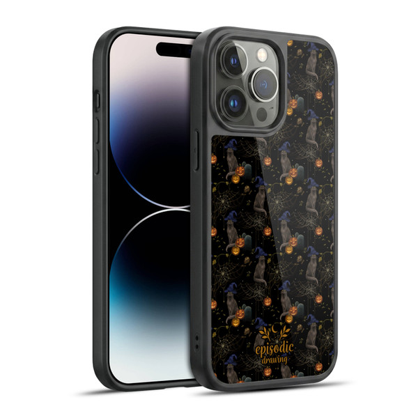 Episodic Drawing Spooky Patterns Cat's Halloween Hat Gel Armour Case For Apple iPhone 14 Pro Max
