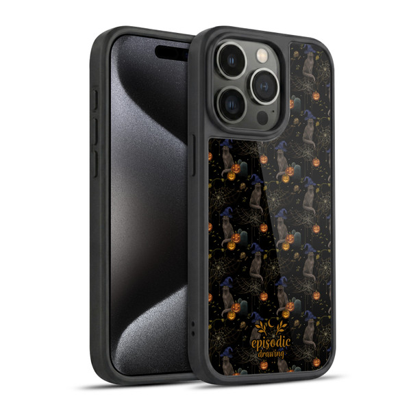 Episodic Drawing Spooky Patterns Cat's Halloween Hat Gel Armour Case For Apple iPhone 15 Pro