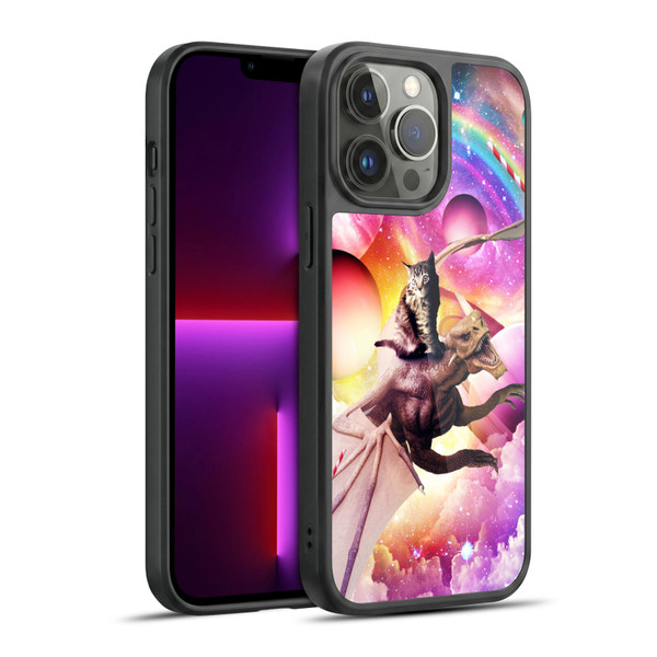 Random Galaxy Mixed Designs Space Dragon & Cat Gel Armour Case For Apple iPhone 13 Pro Max