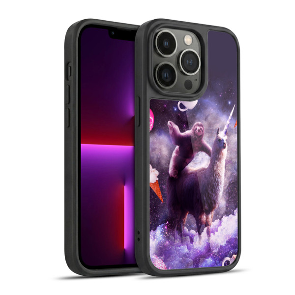 Random Galaxy Mixed Designs Sloth Riding Unicorn Gel Armour Case For Apple iPhone 13 Pro