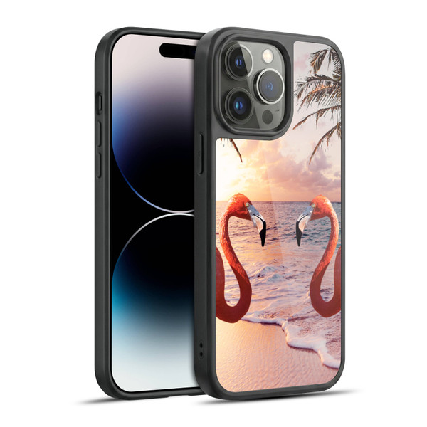 Random Galaxy Mixed Designs Flamingos & Palm Trees Gel Armour Case For Apple iPhone 14 Pro Max