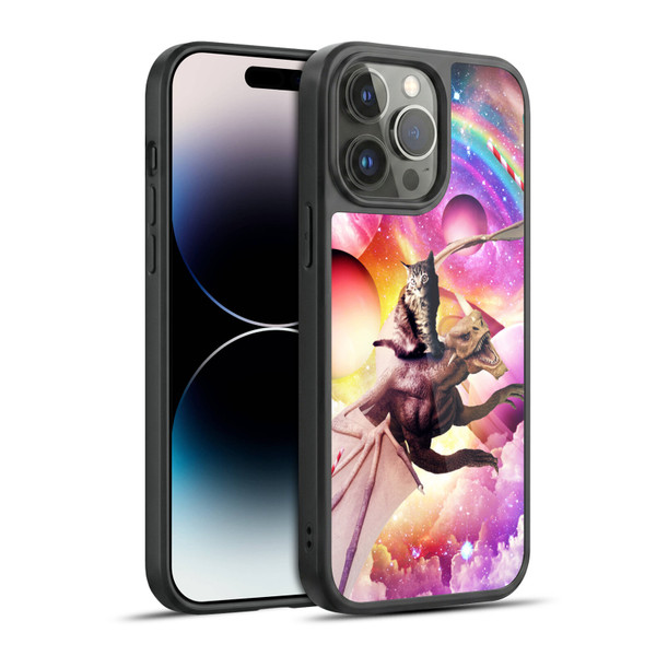 Random Galaxy Mixed Designs Space Dragon & Cat Gel Armour Case For Apple iPhone 14 Pro Max