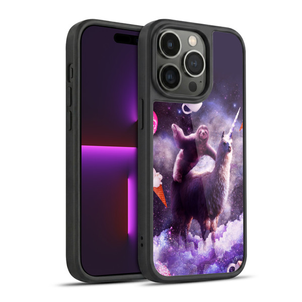 Random Galaxy Mixed Designs Sloth Riding Unicorn Gel Armour Case For Apple iPhone 14 Pro