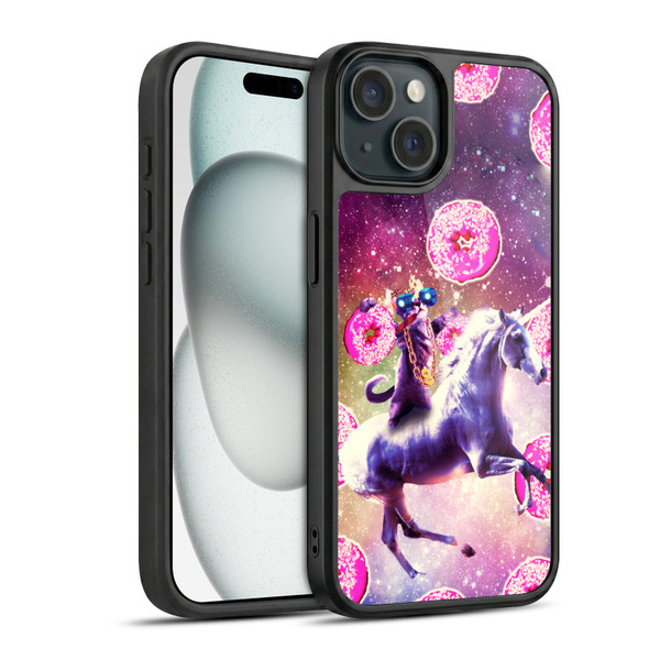 Random Galaxy Mixed Designs Thug Cat Riding Unicorn Gel Armour Case For Apple iPhone 15