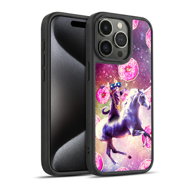 Random Galaxy Mixed Designs Thug Cat Riding Unicorn Gel Armour Case For Apple iPhone 15 Pro