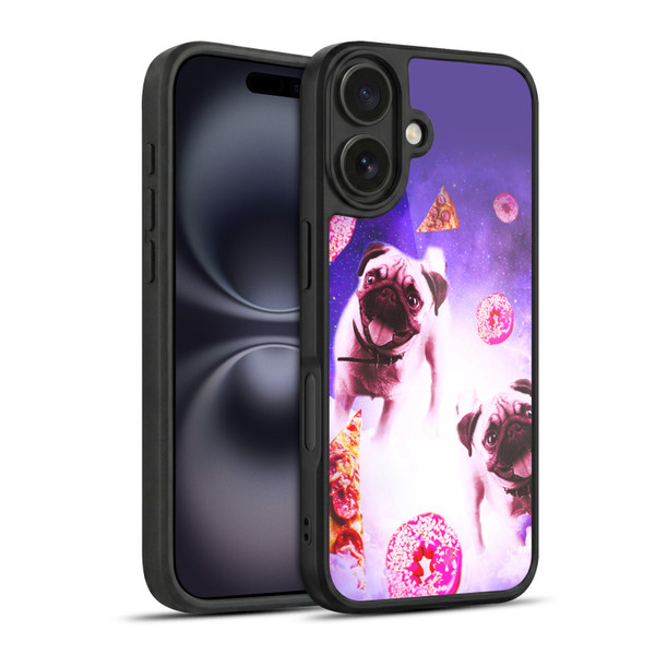 Random Galaxy Mixed Designs Pugs Pizza & Donut Gel Armour Case For Apple iPhone 16