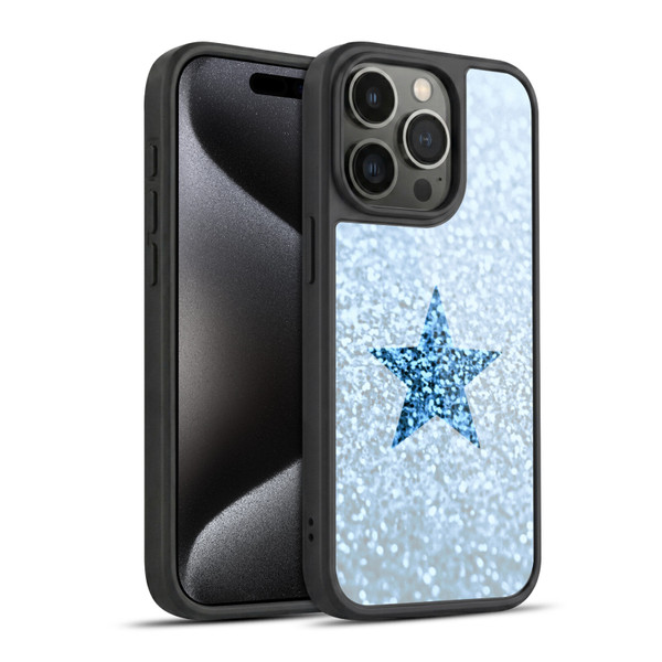 Monika Strigel Glitter Star Pastel Rainy Blue Gel Armour Case For Apple iPhone 15 Pro
