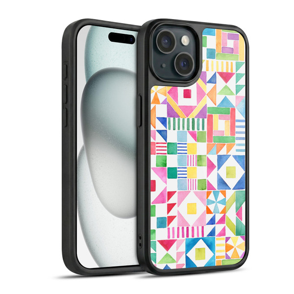 Ninola Colourful Prints Geometric Patchwork Gel Armour Case For Apple iPhone 15