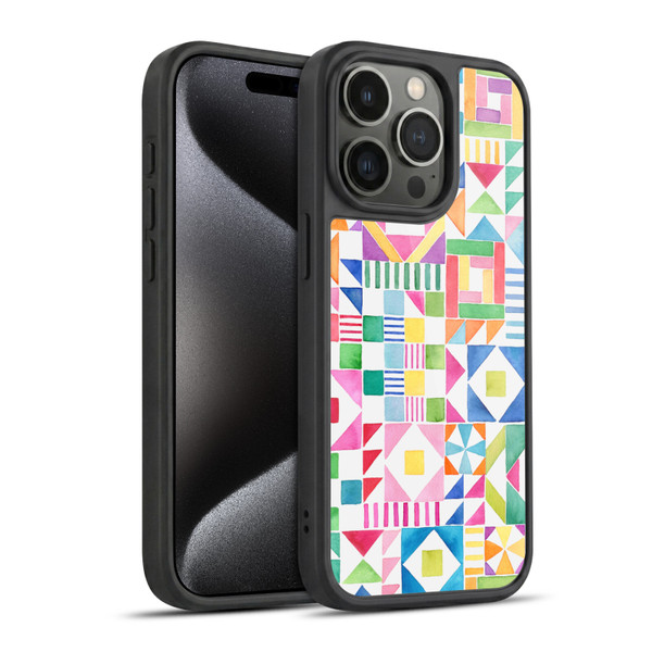 Ninola Colourful Prints Geometric Patchwork Gel Armour Case For Apple iPhone 15 Pro
