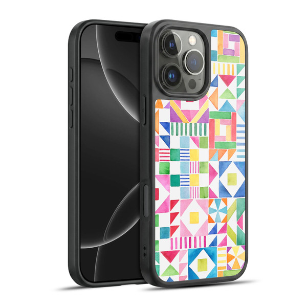 Ninola Colourful Prints Geometric Patchwork Gel Armour Case For Apple iPhone 16 Pro Max