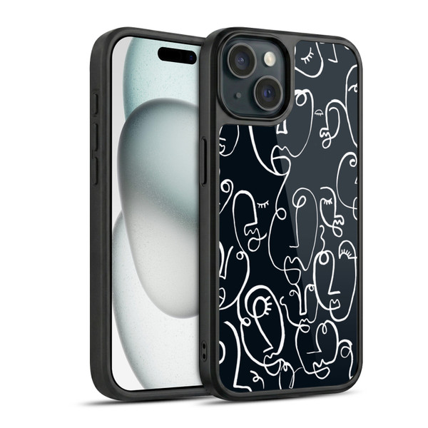 Ninola Freeform Patterns Faces Lineart Gel Armour Case For Apple iPhone 15