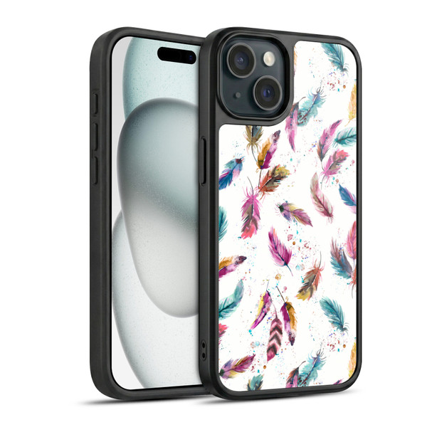 Ninola Mix Patterns Muticolored Feathers Gel Armour Case For Apple iPhone 15