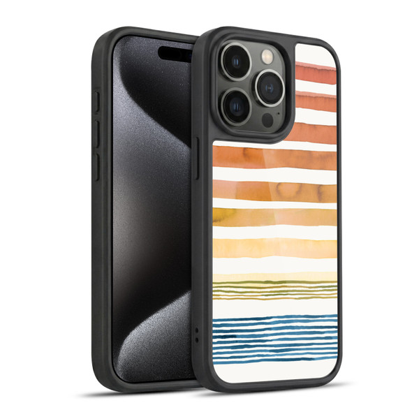 Ninola Watercolor Patterns Stripes Sunset Summer Gel Armour Case For Apple iPhone 15 Pro