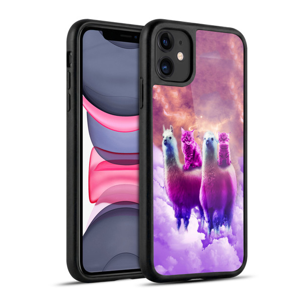 Random Galaxy Space Llama Galaxy Purple Cat Gel Armour Case For Apple iPhone 11